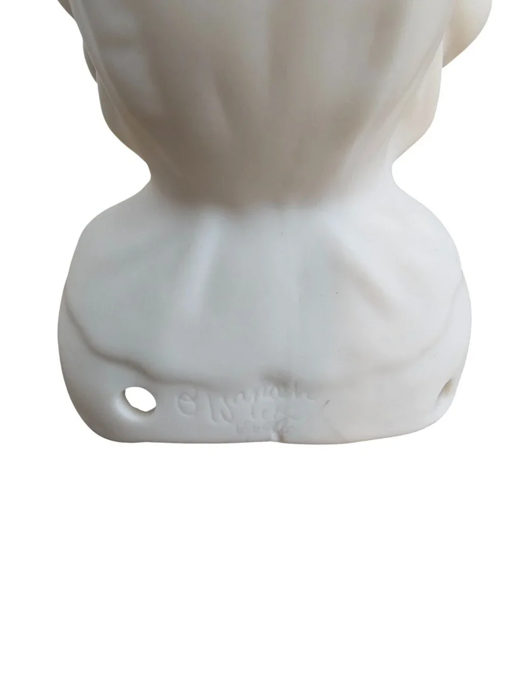 Vintage Unpainted Bisque Doll Bust Head w/ Large Bonnet Germany